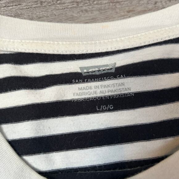 Vintage Levi’s Striped Long Sleeve Tee Rainbow Logo Embroidery Large Black 90s - Picture 5 of 7